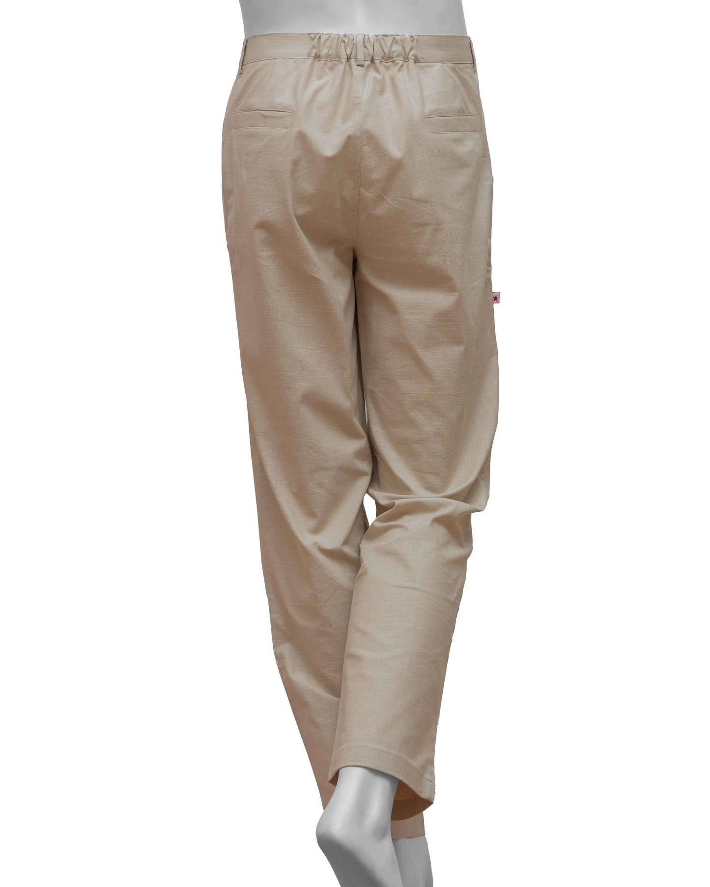 Back-shot of NAD's beige cotton pants for men.