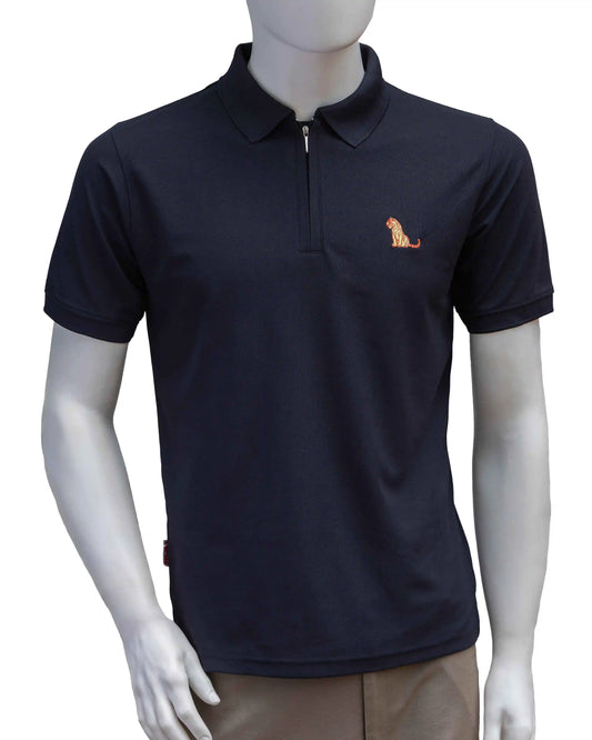 NAD's black polyester polo t-shirt for men.