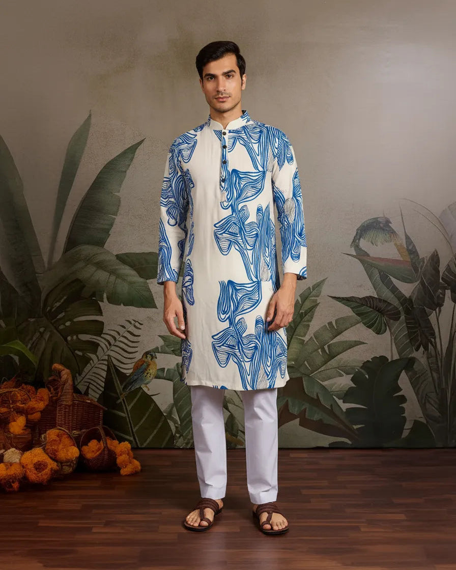 BLUE LINEN KURTA