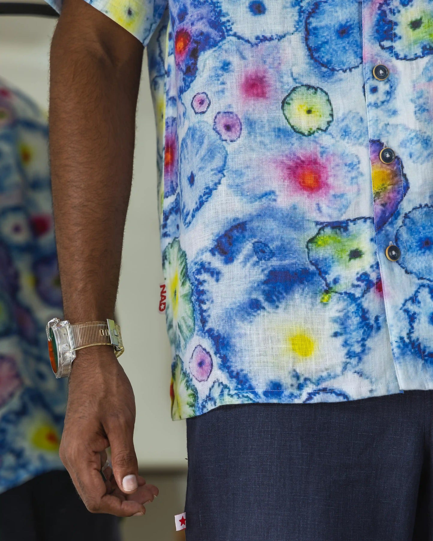 FLORAL WATER COLOUR LINEN SHIRT