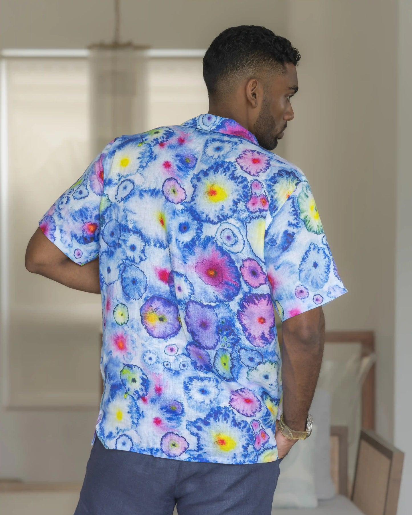 FLORAL WATER COLOUR LINEN SHIRT