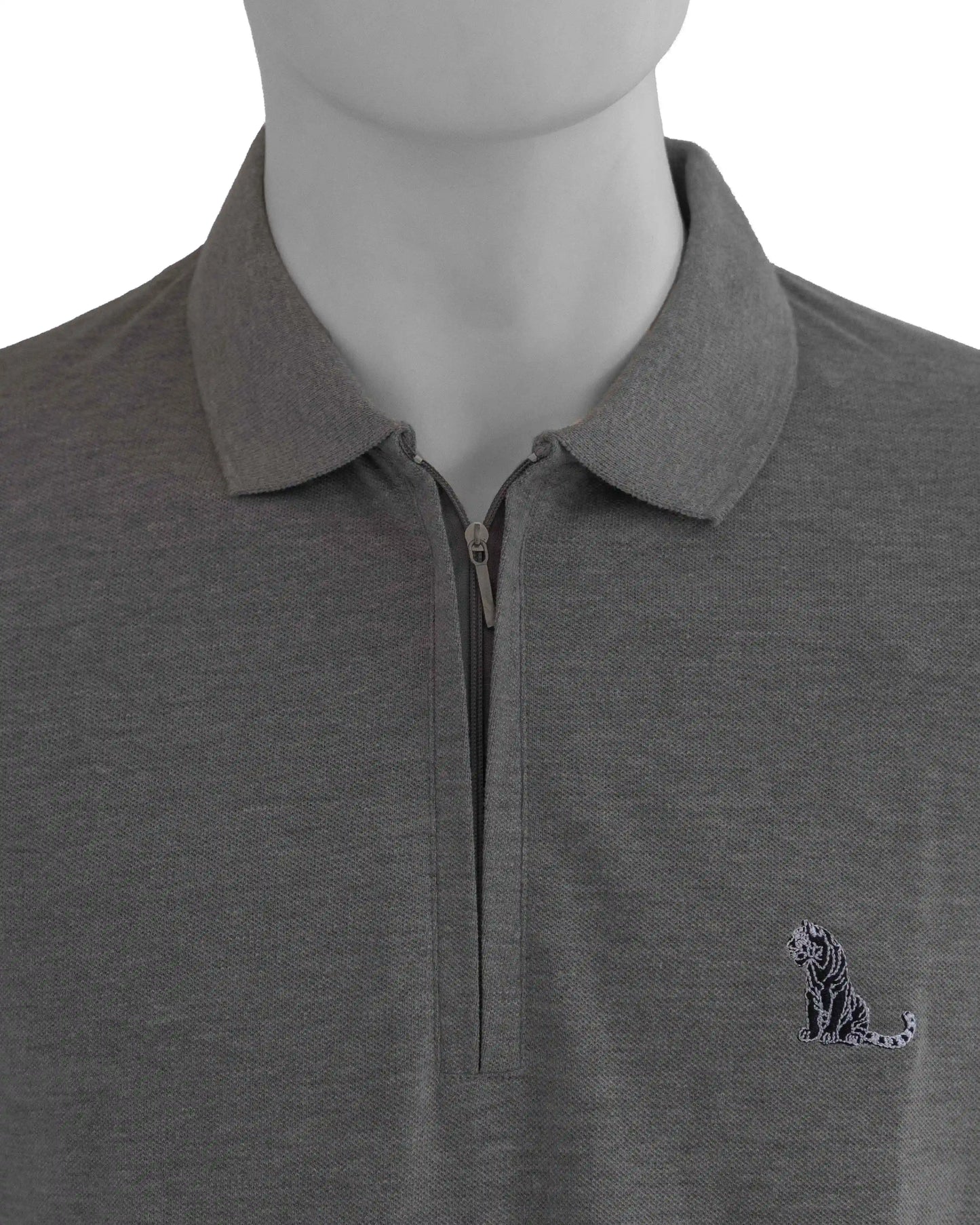 GREY COTTON POLO T-SHIRT