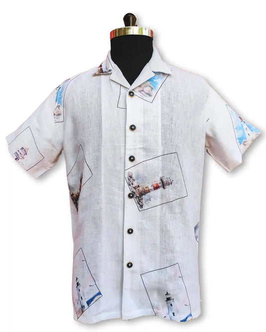 LIGHT HOUSE STAMP PRINT SHIRT