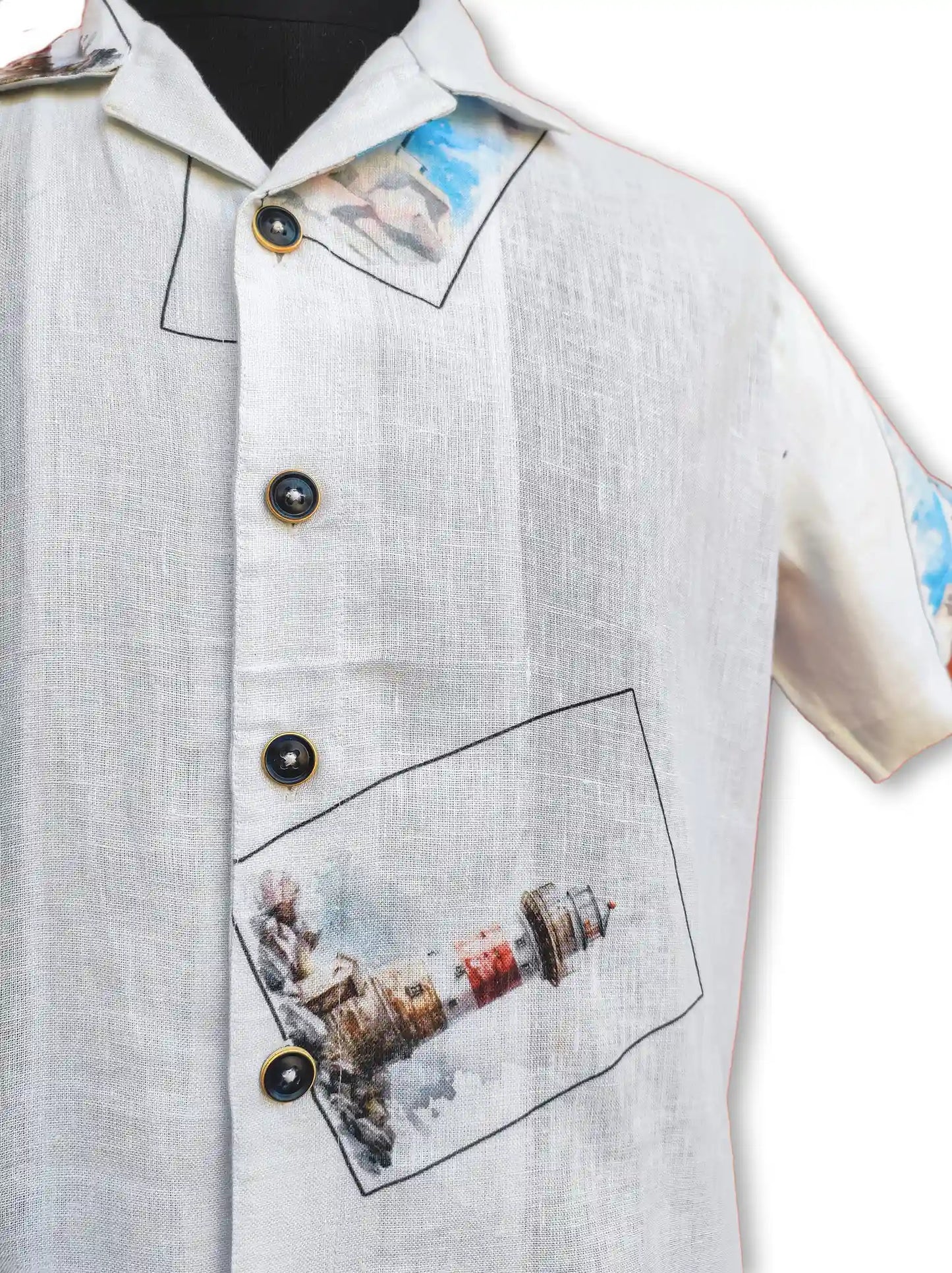 LIGHT HOUSE STAMP PRINT SHIRT