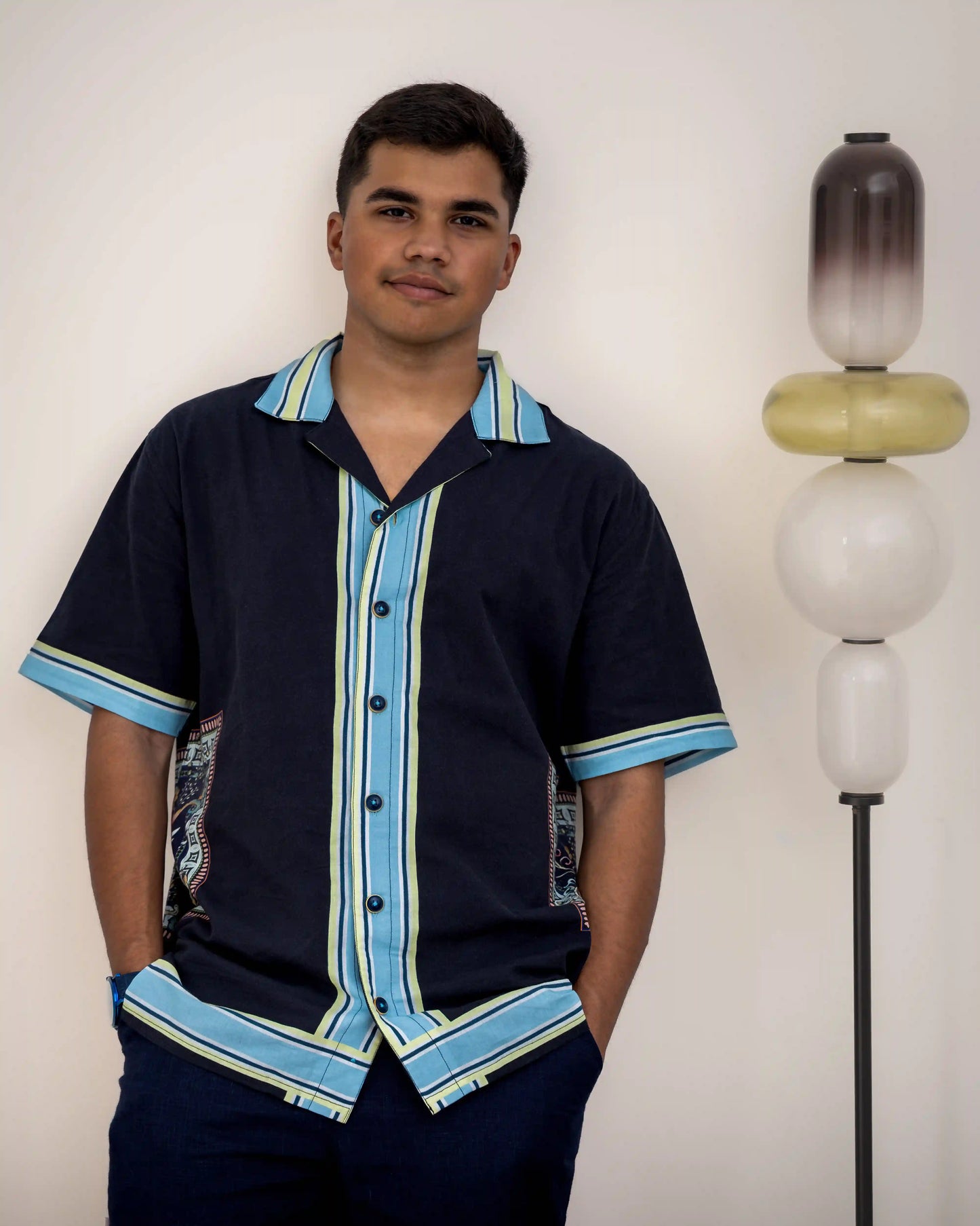 NAVY BLUE PRINTED SHIRT