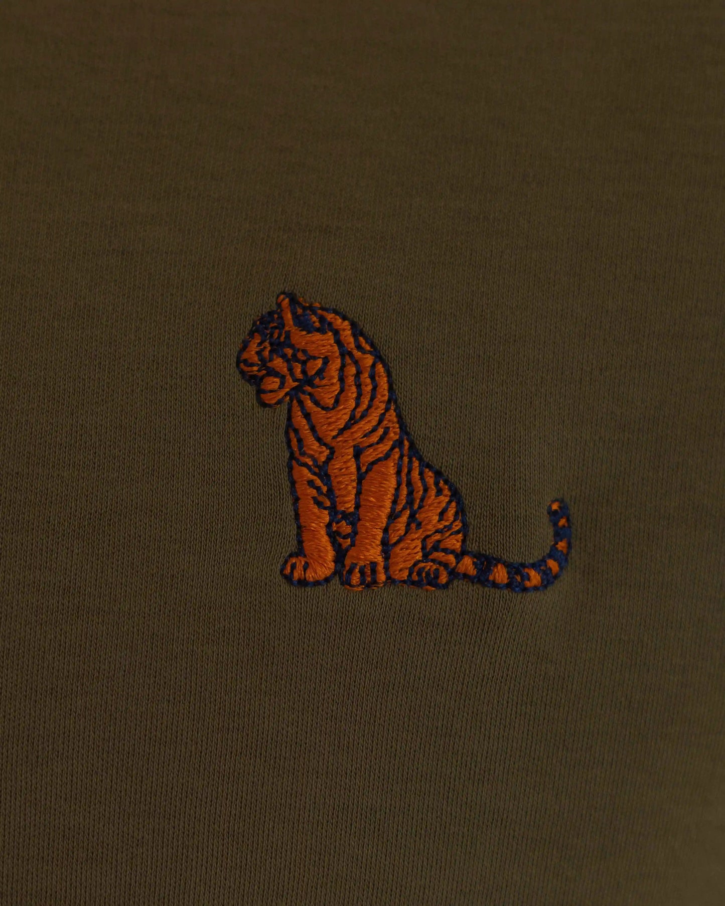 NAD's olive green cotton jersey crew t-shirt for men featuring a tiger design.