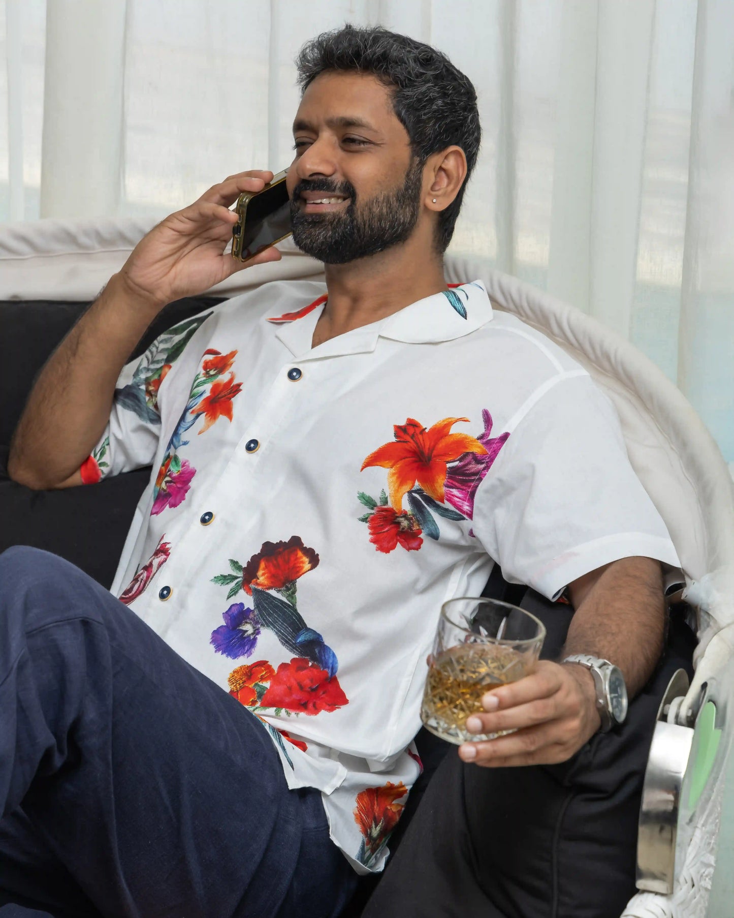 TROPICAL FLORAL PRINT SHIRT