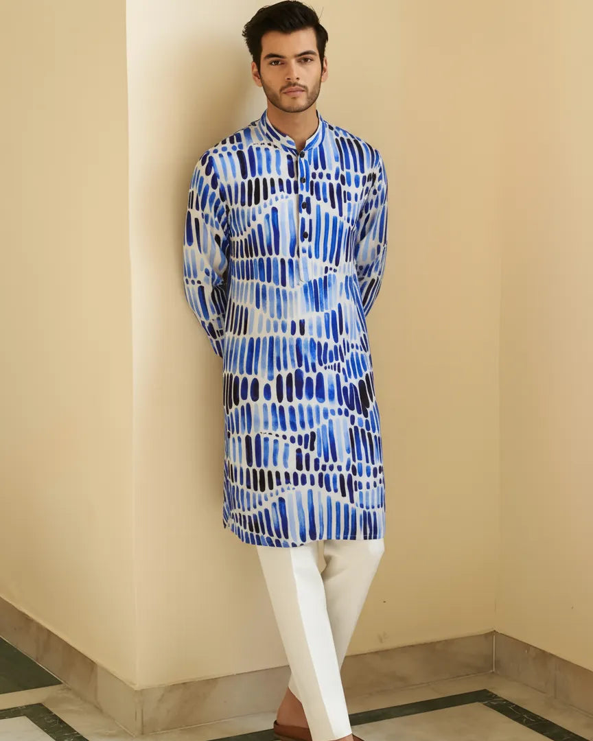 WATER COLOUR LINES LINEN KURTA