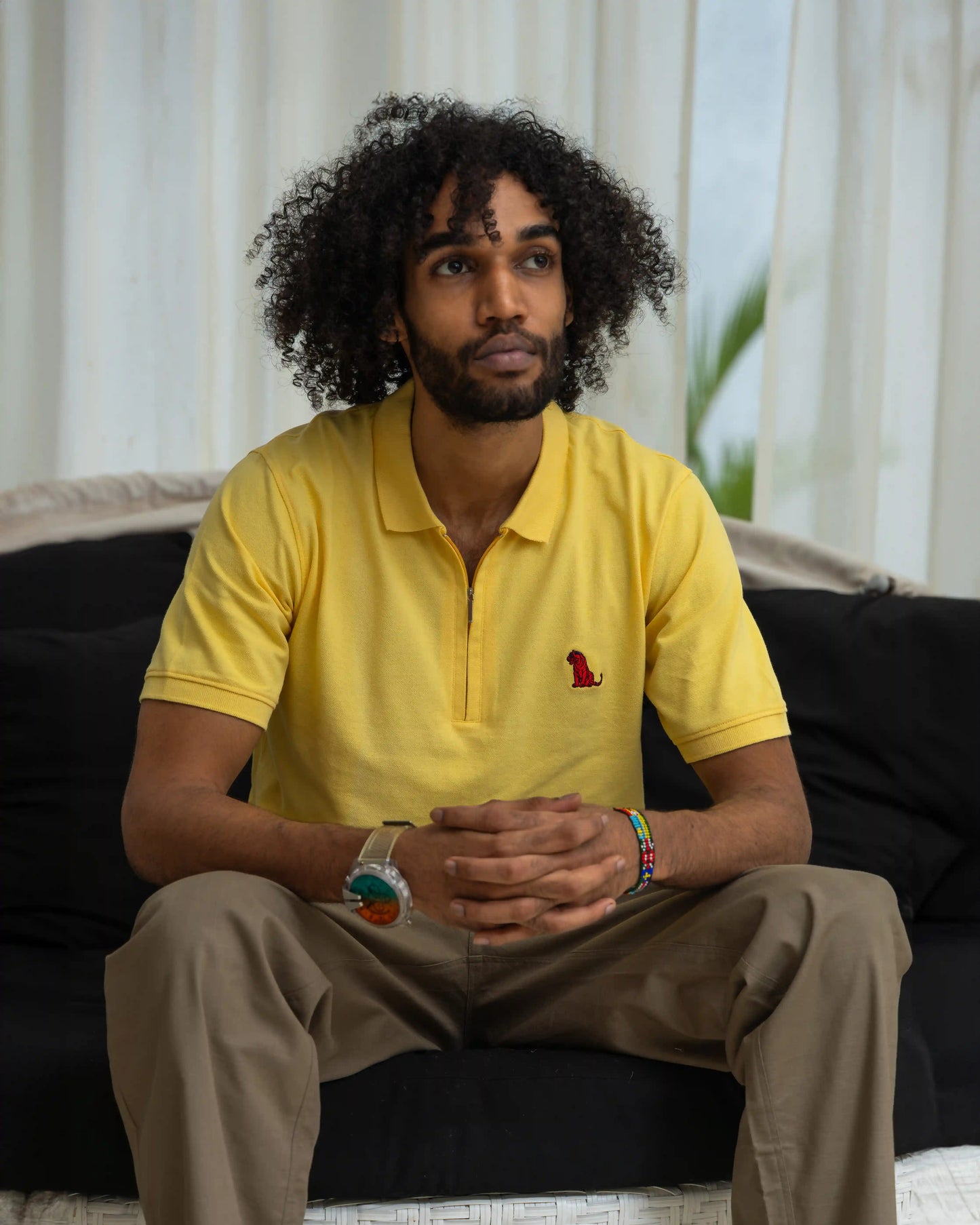 YELLOW COTTON POLO T-SHIRT