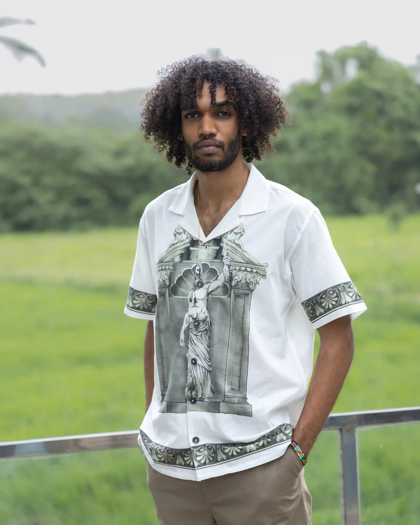 A man dressed in NAD's soft cotton shirt for men.