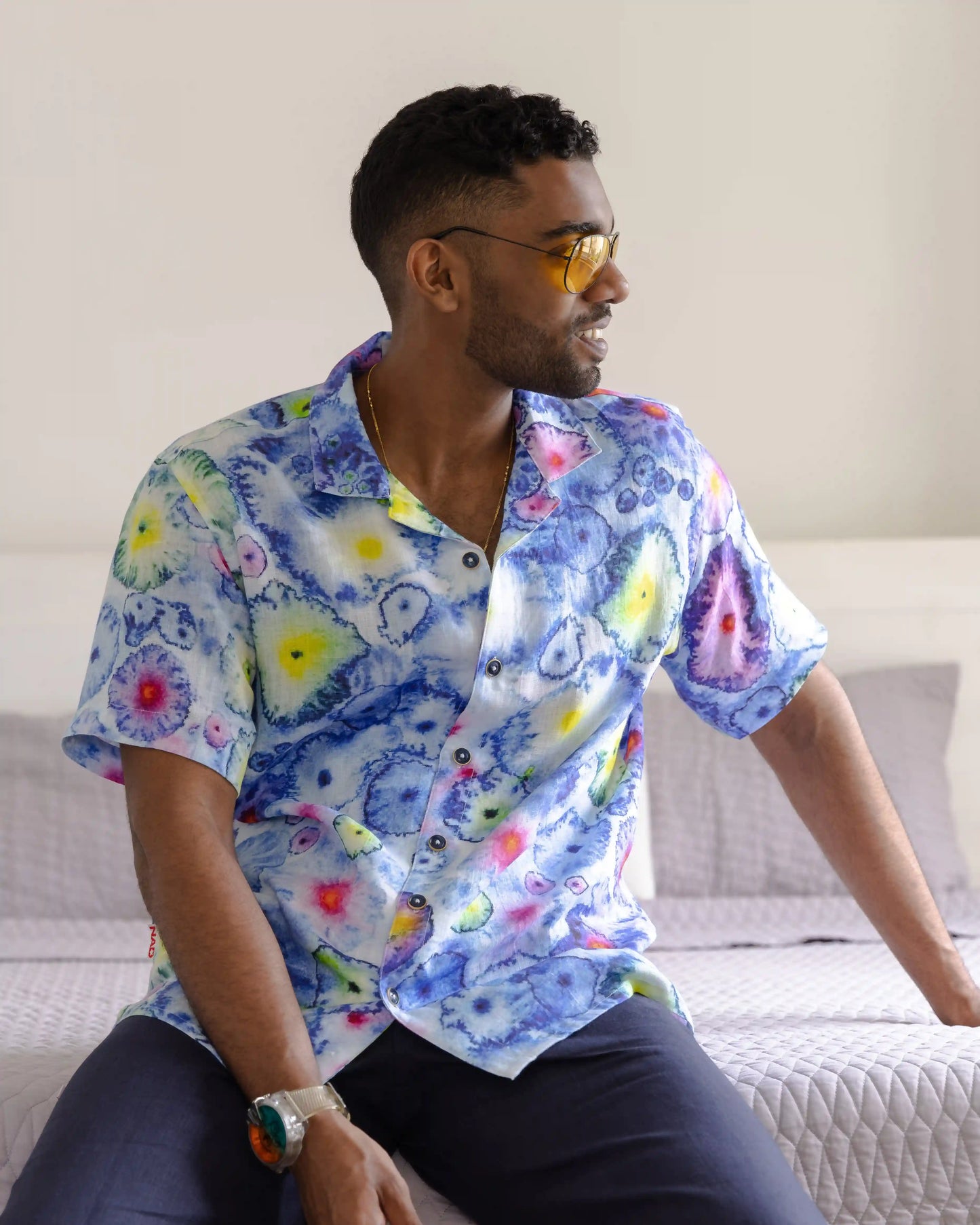 FLORAL WATER COLOUR LINEN SHIRT