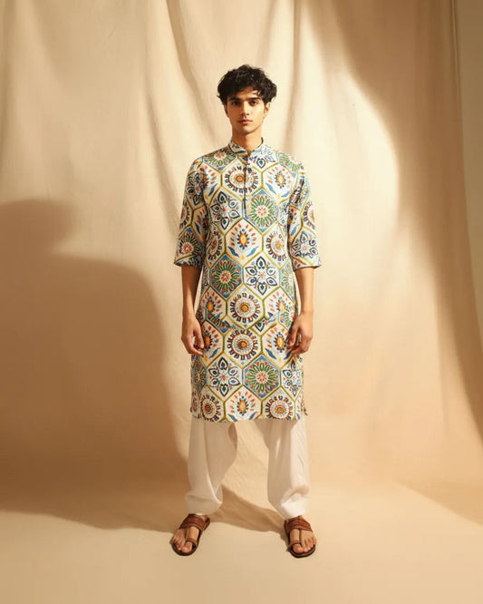 GREEN LINEN KURTA