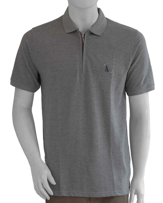 GREY COTTON POLO T-SHIRT