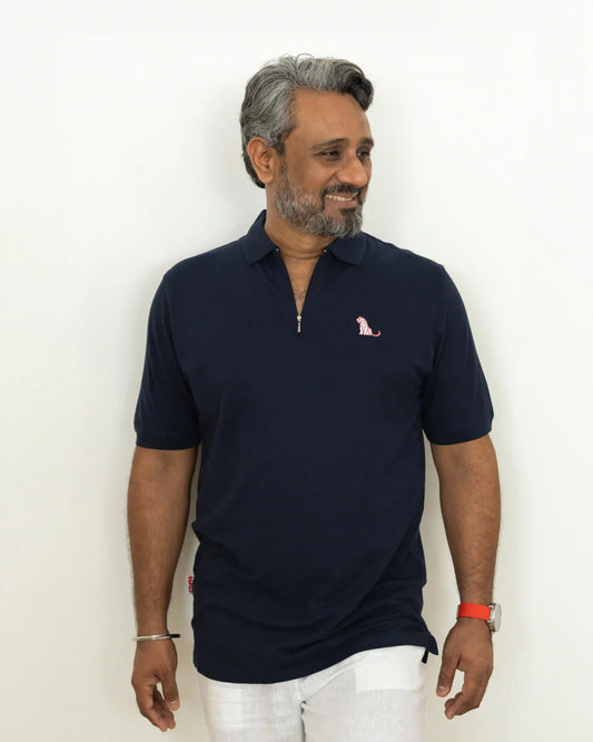 NAVY BLUE COTTON POLO T-SHIRT