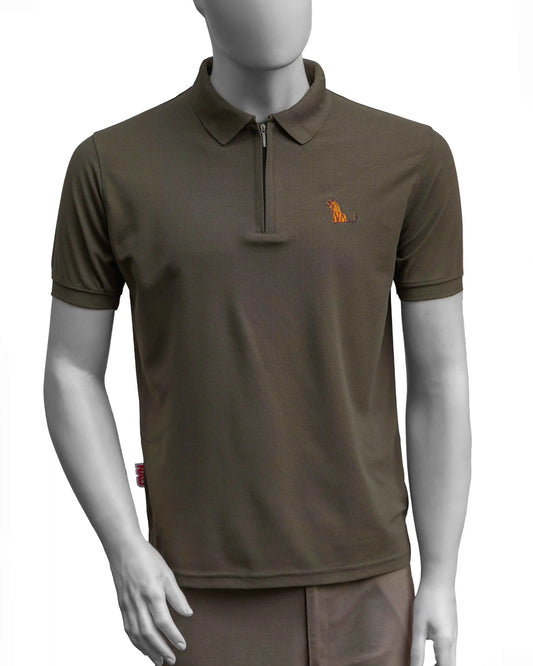 OLIVE POLYESTER POLO T-SHIRT