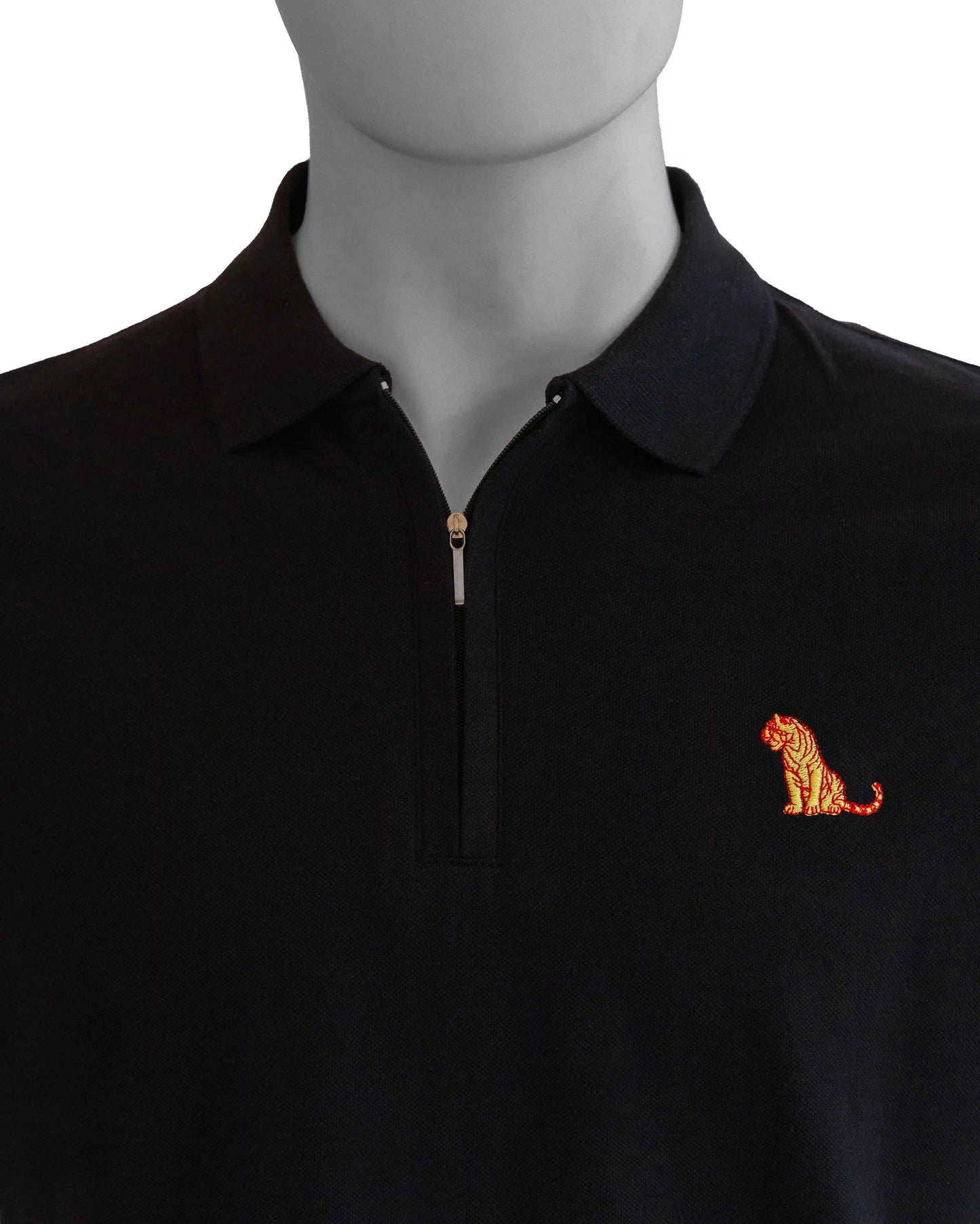 BLACK COTTON POLO T-SHIRT