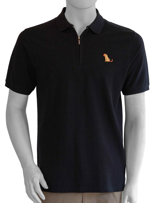 BLACK COTTON POLO T-SHIRT