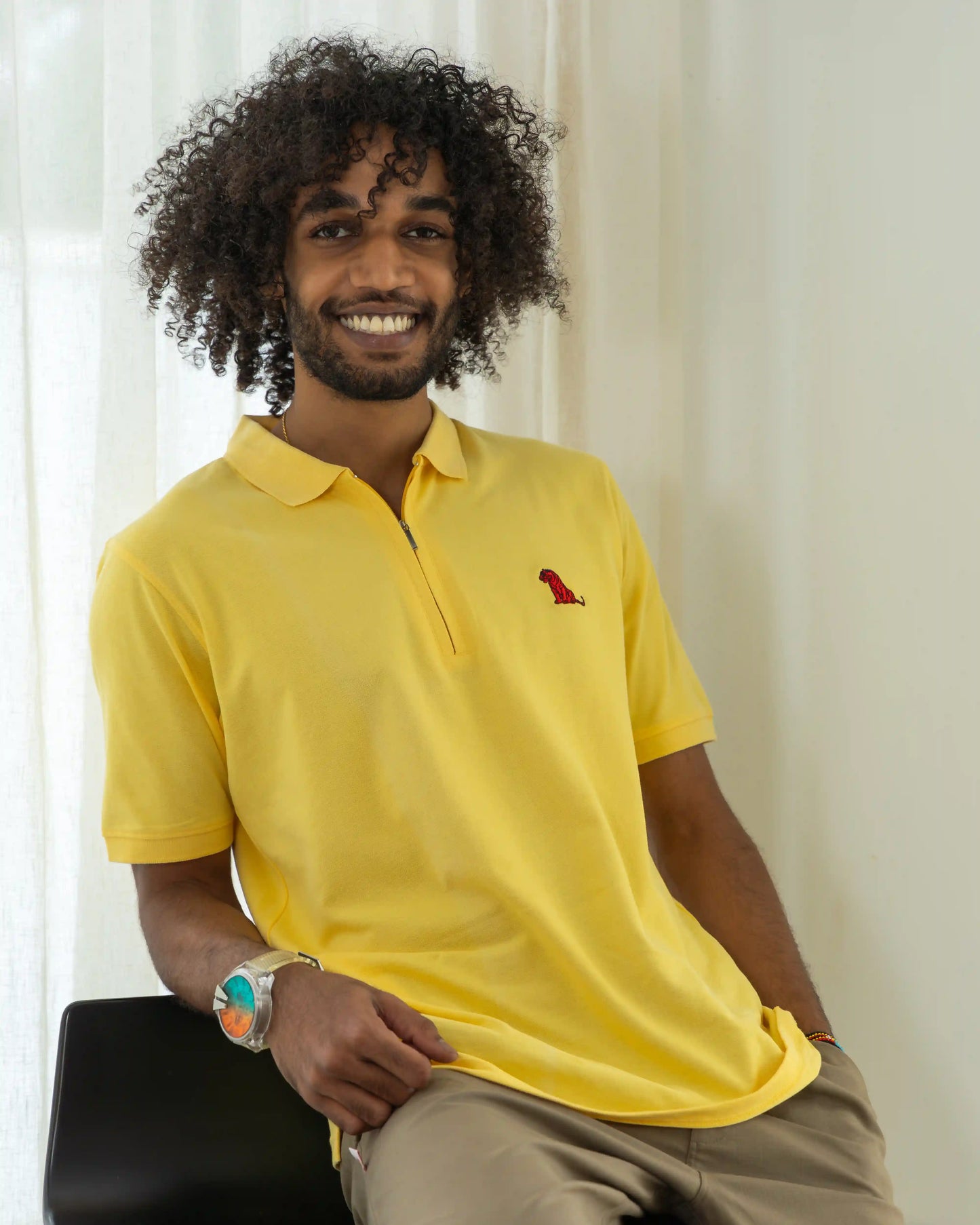 YELLOW COTTON POLO T-SHIRT