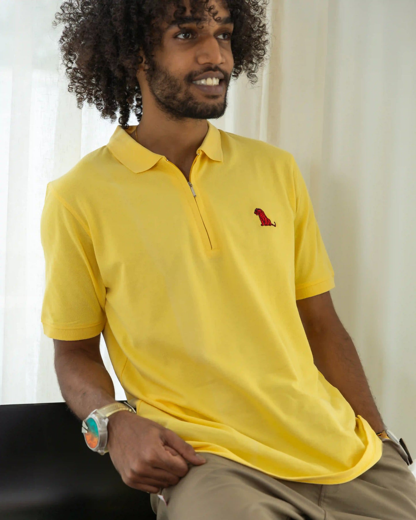 YELLOW COTTON POLO T-SHIRT